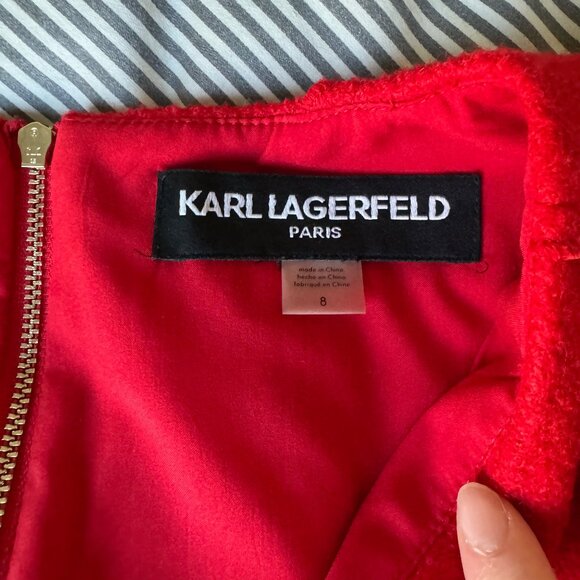 Karl Lagerfield Paris Red Sleeveless Dress Size 8 - Picture 7 of 8